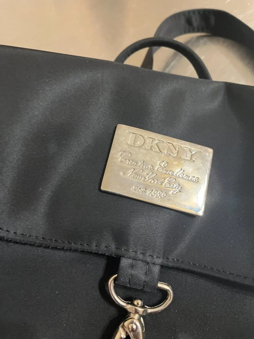 DKNY Black Nylon Backpack Bag